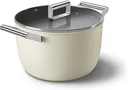 [Smeg] CKFC2611CRM Casserole Pan 26cm and Lid Cream, Non-Stick, Aluminium, Patented Base