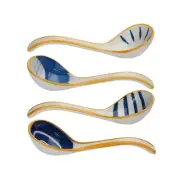 Ceramics Soup Spoons Set of Japanese Soup Spoon Long Handle Soup Spoons for Pho