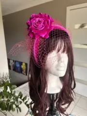 Ladies Fuchsia Pink Floral fascinator Headband