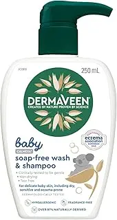 Dermaveen Baby Calmexa Soap Free Wash and Shampoo 250 ml, Light Foaming Wash For Hair And Body, Dermatologically Tested To Be Gentle, Cleanses And Protects Baby’s Delicate Skin, Hair And Scalp