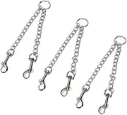 ORFOFE 3pcs Pet Double-Ended Leash Retractable Dog Walking Rope Iron Chain Dog Leash Multifunction Ring