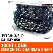 100ft Roll of Chainsaw Chain 3/8LP 050 SEMI Chisel Fit Husqvarna STIHL more