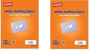 Staples White Mailing Labels for Laser Printers, 1 x 2.62 Inch, 100 Sheets, 3000 Labels, (2 Pack)