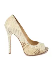 Beige Snakeskin Pattern Heels