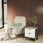 Exquisite Mid-Century Nightstand Modern Bedside Table Grey &White End SideTable