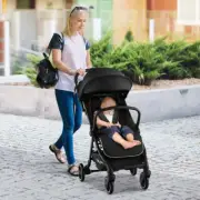Costway Folding Infant Stoller with Adjustable Canopy for 0-3 Years Old-Black