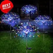 Solar Firework Lights 4 Pack 480 LED Outdoor Garden Party Multi-Coloured 8 Modes