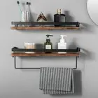 2PCS Industrial Wood Shelf Display Floating Wall Mounted Shelf Retro Bookshelf