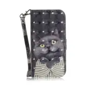 3D Painting Embrace Cat Pattern Coloured Drawing Horizontal Flip Leather Case for LG K50, with Holder & Card Slots & Wallet