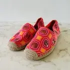TORY BURCH Vivid Orange Octagon Sq Cecily Embellished Espadrille Flats - US 6.5