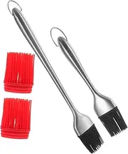 GRIRIW 1 Set Stainless Steel and Silicone Basting Brush BBQ Cooking Oil Brush for Grilling and Baking Includes for Kitchen Use