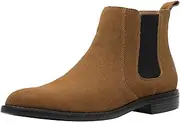 [JIONS] Mens Dress Slip on Chelsea Boot, Zipper Moto Chukka Boot, Black Heel Ankel Boots, Men Waterproof Pointed Toe Leather Boots