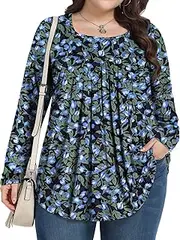 [PEVRL] Womens Plus Size Tops Long Sleeve Shirts 2025 Fall Tunic Blouses 1X-5X