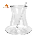咖啡杯套裝帶碟玻璃勺保溫雙層玻璃透明紅茶杯家用茶杯