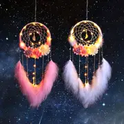 2 Pack LED Light Dream Catcher with Feathers Handmade Light Up Dream Catchers