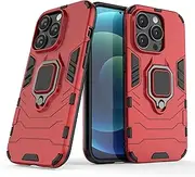 Case for iPhone 14 Pro,Hybrid Heavy Duty Protection Shockproof Defender Kickstand Armor Case Cover,Red