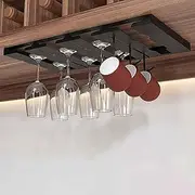 Cozioz Under Cabinet Wine Glass Rack - Hanging Stemware Holder & Drying Rack for Wine Glasses (Black, 42x23cm/16.5x9in)