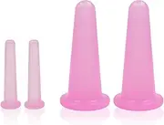4 Pcs Facial Cupping Set,Natural Silicone Facial Massage Cup for Body,Face,Neck,Back,Eye Massage,Vacuum Tank,Perfect for Body,Facial Care,Anti-aging Beauty Tool(2 Small&2 Large, Pink)