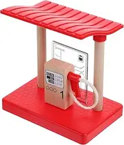 Totority Wooden Railway Gas Station Model Decorative Boys and Girls Toy DIY Train Station Accessory