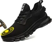 [PENXZT] Safety Trainers Mens Steel Toe Cap Trainers Breathable Mesh Work Shoes Puncture Proof Safety Shoes Lightweight