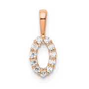 14k Rose Gold Real Diamond Number 0 Pendant