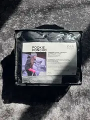 Pookie Poncho 7 AM Black And Gray Baby Blanket Cover For Carrier Stroller NEW