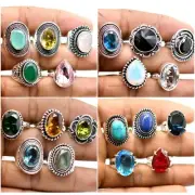 Mix Lot Gemstone Rings, Adjustable Rings, Genuine Crystals Rings, Chunky Rings,