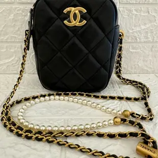 [二手] Chanel 珍珠調節直式鏈包