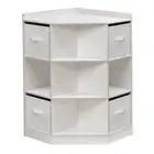 Badger Basket Corner Cubby Storage Unit with Four Reversible Baskets - White