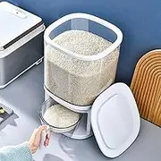 LeoLeoyy Rice Storage Container, 10 Kg Rice Dispenser Large Sealed Grain Container with Measuring Cup, Transparent Rice Bucket Dry Food Storage Tank Organiser for Home Kitchen
