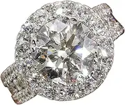 [Deyatt] Wedding Engagement Promise Ring,18K White Gold Plated CZ Rings 925 sterling silver 3 carat Round Cut Halo Wedding Ring for Women…