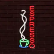 NEW "ESPRESSO" w/LOGO VERTICAL 30x12x1 INCH LED FLEX WINDOW INDOOR SIGN 30986