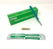 Disposable Scalpels Sterile Size 16 Plastic Handle & Metric Line Case of 500