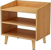 Bedside Table, 3 Tier Modern Bookcase with Legs, Simple Creative Nightstand, Multifunctional Non-Slip Side End Table, for Living Room Sofa Bedroom (Wood)