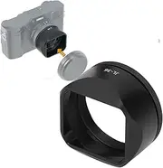 Square Metal Lens Hood for X100VI X100V Camera, Aluminum Alloy Camera Lens Shade, Blocks Excess Sunlight, Improve Image Sharpness (Black)