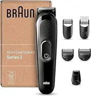 Braun Series 3 All-in-One Beard Care Bodygroomer Set, Trimmer/Hair Trimmer Men, Hair Trimmer, 6-in-1 Beard Trimmer (Recyclable Packaging), 50 Minutes Runtime, Gift Man, MGK3420