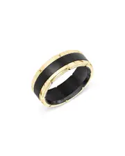 Bloomingdale's Fine Collection Men's Band with a Link Edge in Black & Yellow Tungsten