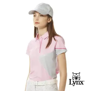 【Lynx Golf】女款合身版排吸溼排汗水波紋布料剪接洞洞配布設計短袖POLO衫/高爾夫球衫(二色)