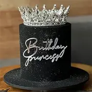 HQKJGSYX Acrylic Happy Birthday Princess Cake Topper Baby Shower Cake Topper Custom Cake Topper Birthday Girl Cupcake Topper for Princess Girls Birthday Party Cake Decorations Supplies