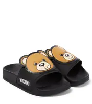 [Moschino Kids] Moschino Kids Logo rubber slides UK 9 black