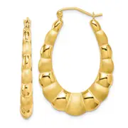 10K Yellow Gold Satin And Polished Hollow Fancy Earrings