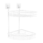 Fusion-Loc Matte White Style Suction Double Corner Shower Caddy