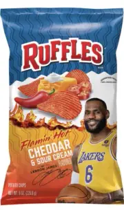 Ruffles Potato Chips Flamin' Hot Cheddar and Sour Cream Flavored, Lebron James