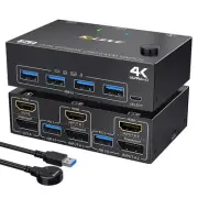 Dual Monitor KVM Switch 4K@60Hz HDMI+DP USB 3.0 Switch Extended Display 2 Mon...