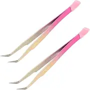 2PCS Nail Art Tweezers with Dual Head Design and Soft Silicone Pressing Rod for Home and Salon Use Gentle Nails for Beginners and Professionals