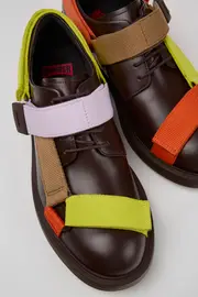 Twins Brown leather and textile shoes for men