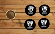 BROOKLYN NETS ROUND COASTER SET OF 4 CUSTOM MADE
