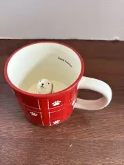 "St Nicholas Square" Red Plaid Mug with Dog Figure Inside