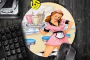 1950's Dinner Girl Pin Up #1 Round Mouse Pad Mousepad