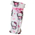 NWT HELLO KITTY SANRIO AUTHENTIC PINK WHITE PLUSH THROW BLANKET 60" x 70"
